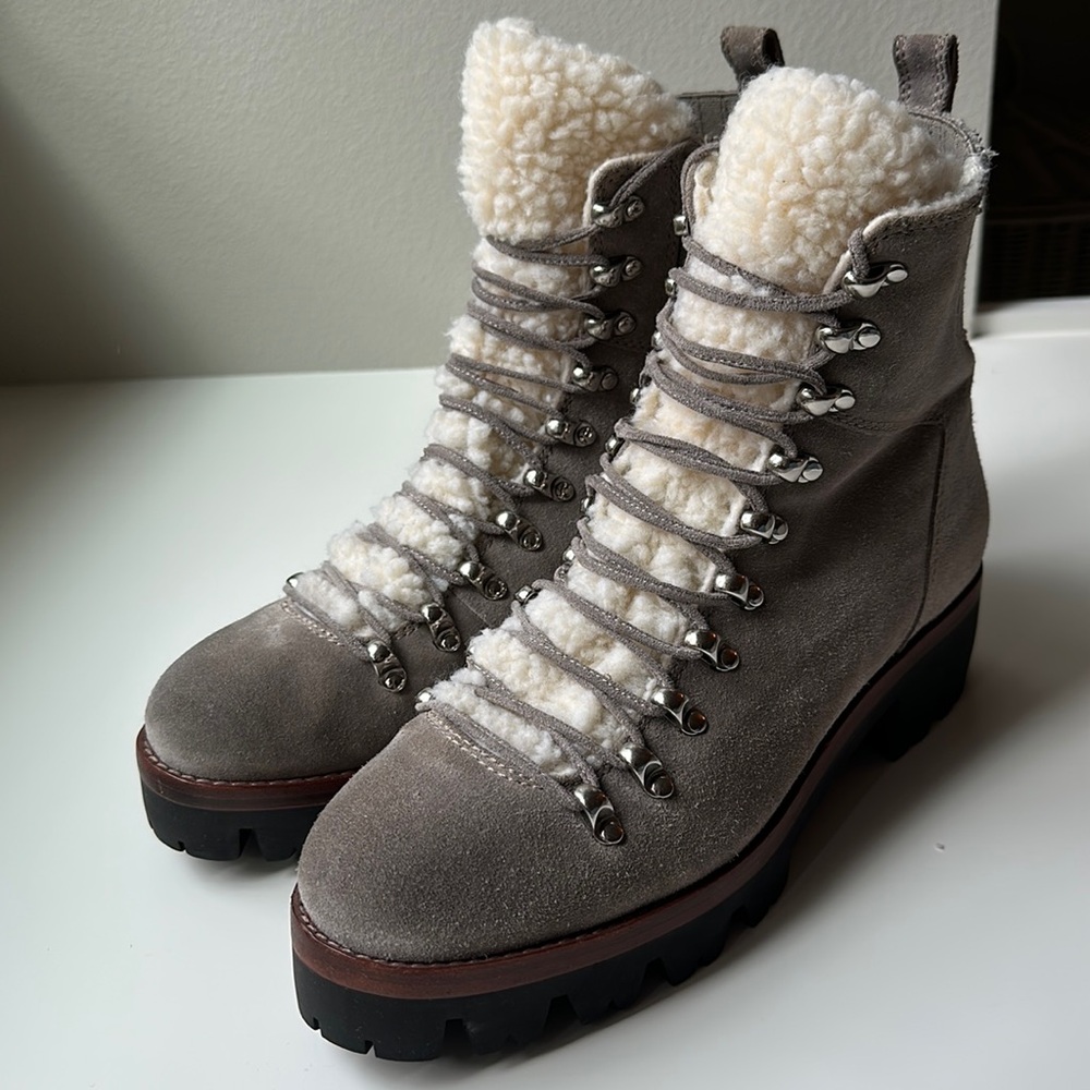 Suede/Sherpa taupe boots